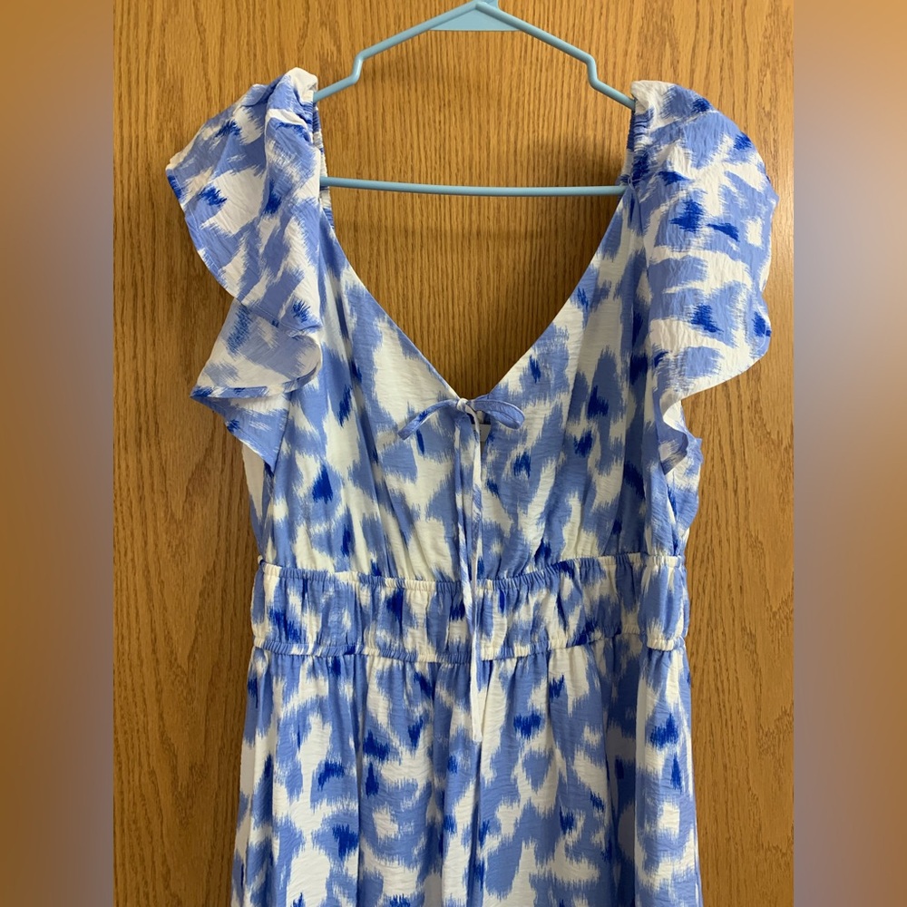 Blue and White Patterned Dress